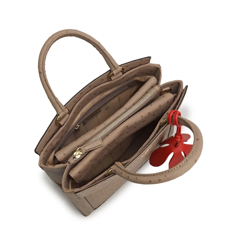 Da Milano Slate Medium Ostrich Leather Book Tote - Slate for Women | Best Price UAE